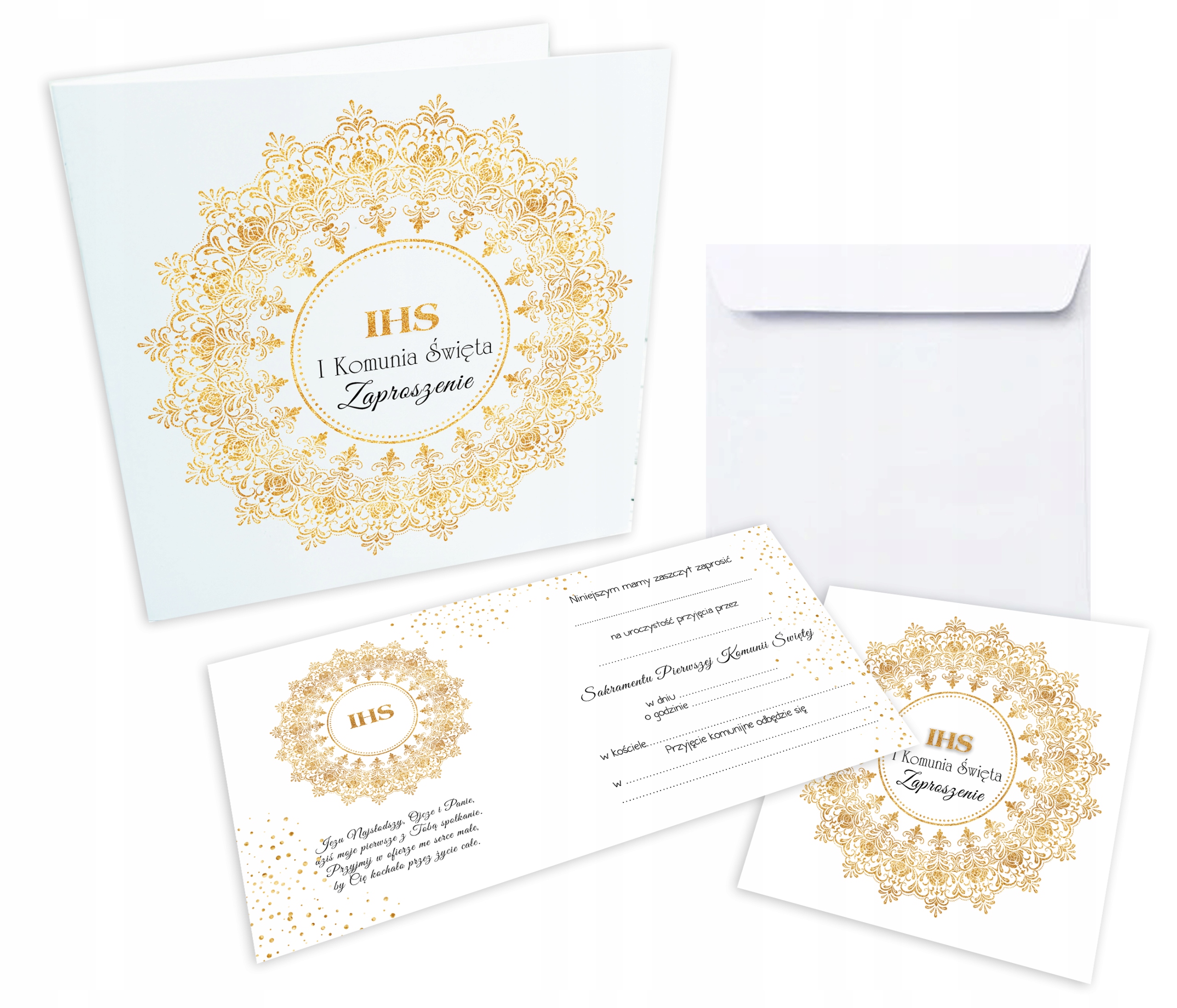ZAPROSZENIE zaproszenia na Pierwszą Komunię Świętą KOMUNIJNE HOSTIA 5 szt