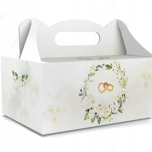 Pudełko na ciasto weselne biały