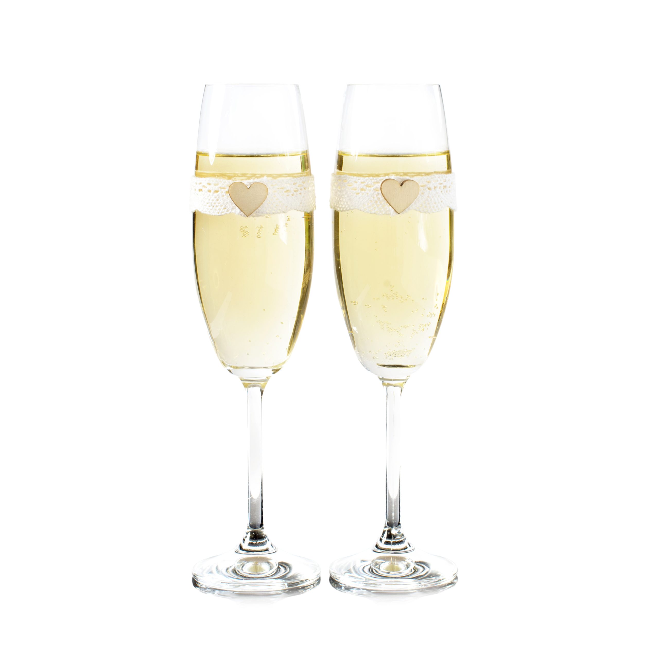 Kieliszki do szampana z koronką