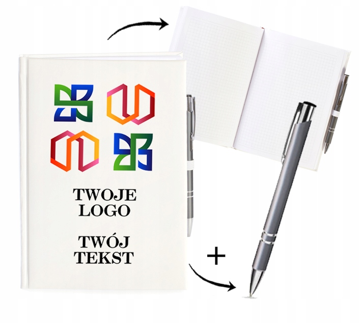 NOTES NOTATNIK A5 planer z nadrukiem UV TWOJE LOGO gadżet reklamowy FIRMOWY