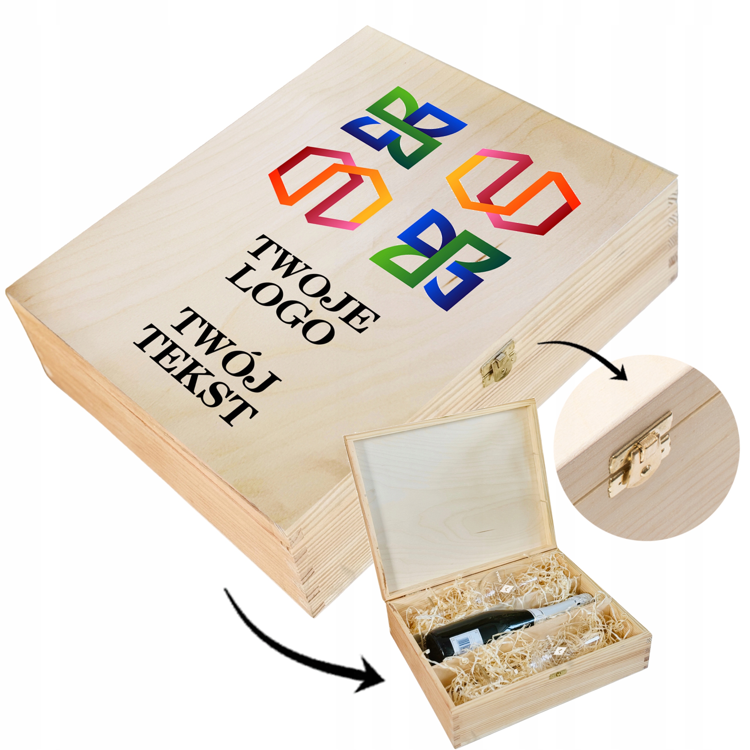 SKRZYNKA DUŻA na alkohol kieliszki PREZENT GADŻET firmowy NADRUK TWOJE LOGO