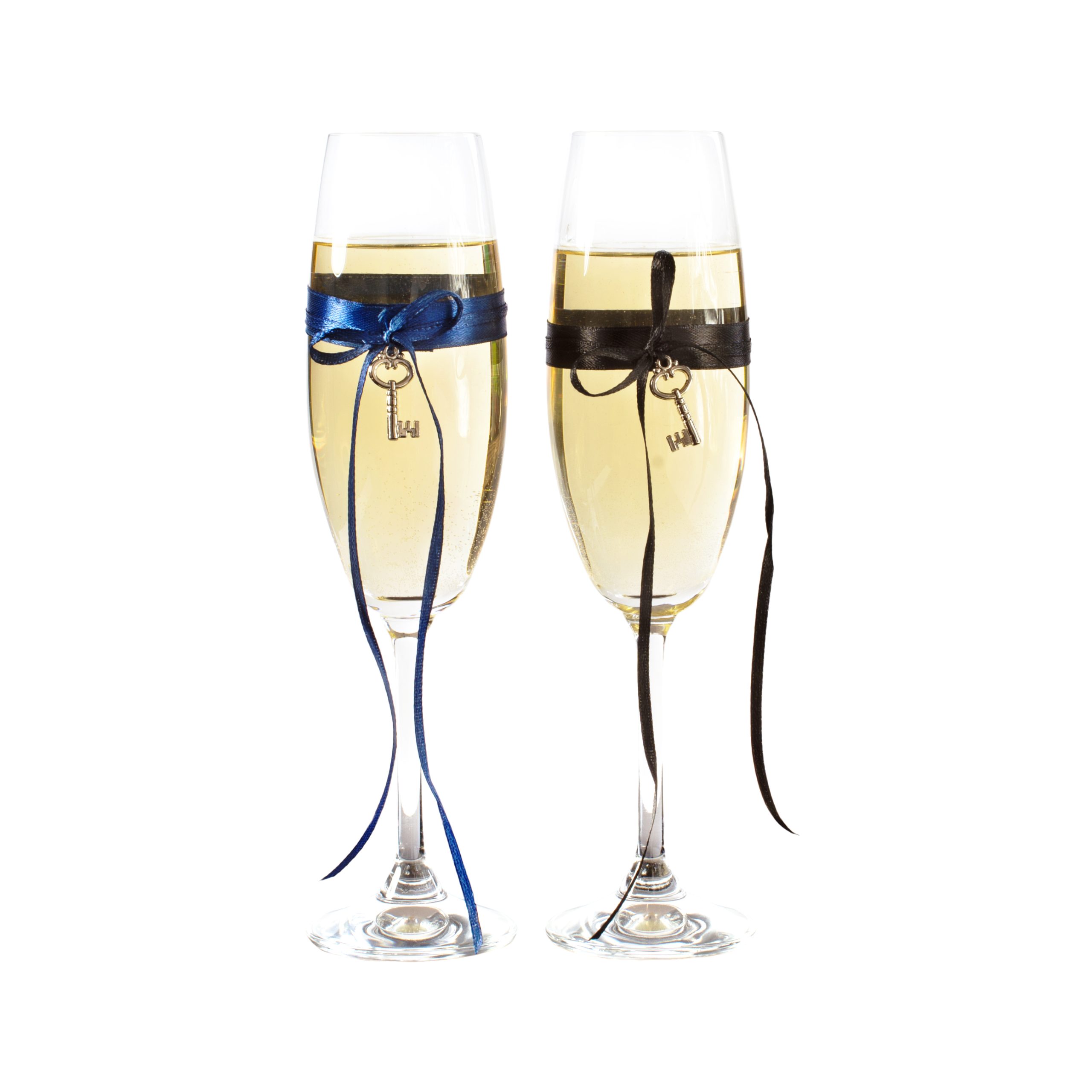 Czarno-granatowy komplet kieliszków do szampana