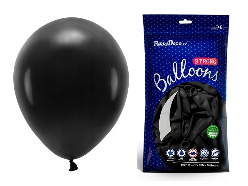 Balon czarny czerń pastelowy 23 cm 100 szt.
