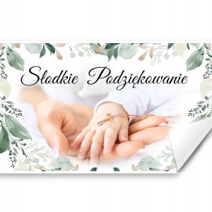 Podziękowania naklejki na ciasto Chrzest 20szt