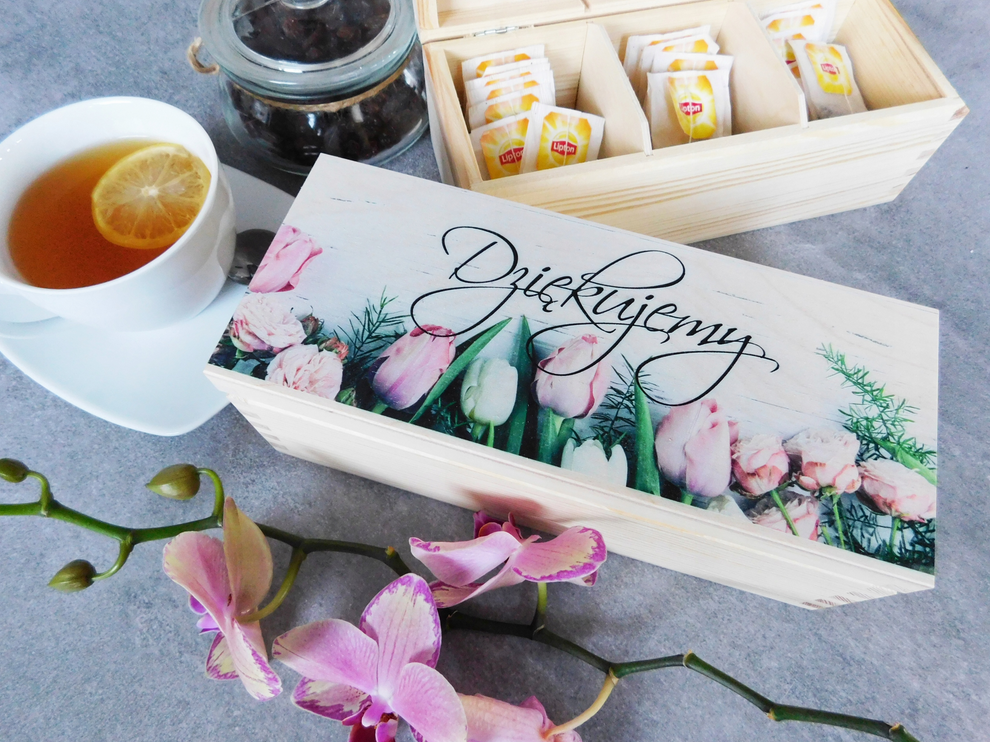 Skrzynka 3-dzielna – pudełko na herbatę z kolorowym nadrukiem UV