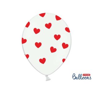 Balony białe w czerwone serca Kolekcja Biedronka