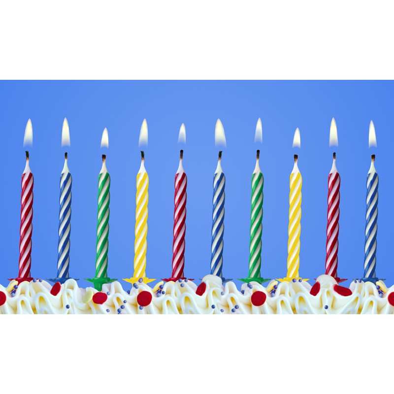 Świeczki urodzinowe na tort 10 sztuk kolorowe