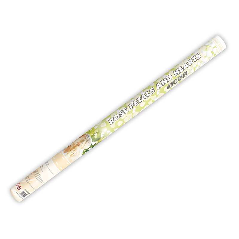 Tuba strzelająca białe serca 80 cm