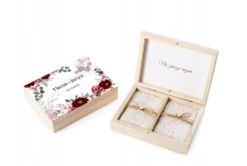 Szkatułka skrzynka skrzynia na obrączki pod kolorowy NADRUK