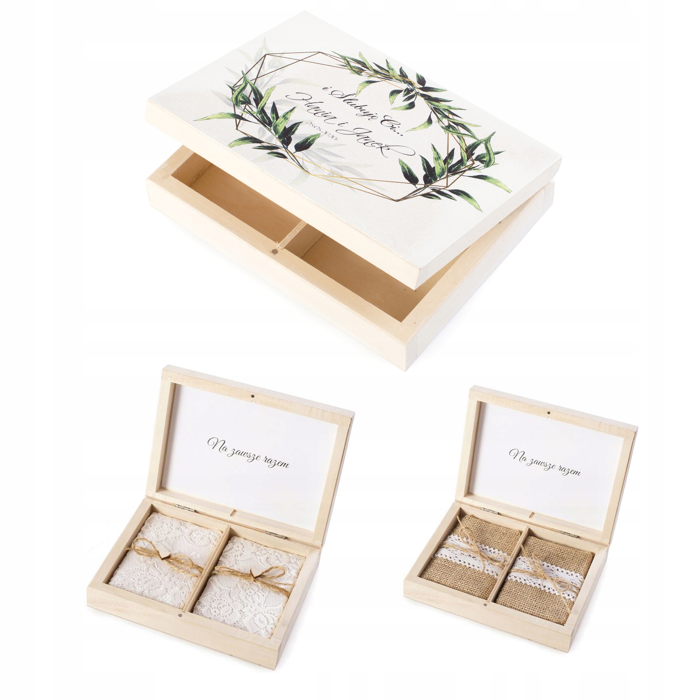 Szkatułka skrzynka biała na obrączki pod NADRUK