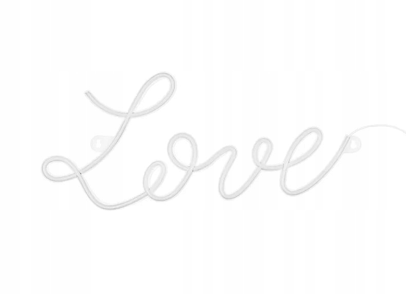 Neon led LOVE biały , 61x27,4 cm, napis nonowy