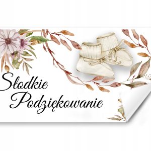 Podziękowania naklejki na ciasto Chrzest 20szt