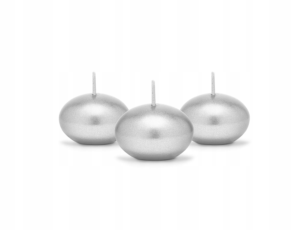 Świece pływające PartyDeco srebrne 4 cm 50 sztuk