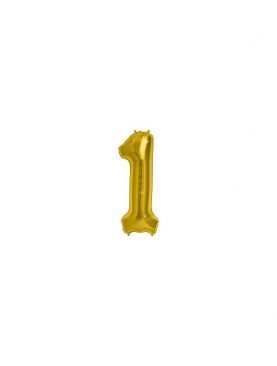 Balon foliowy jedynka 1 cyferka urodzinowa złota 40 cm