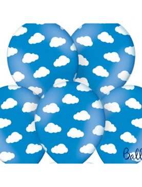 Balony niebieskie w chmurki Kolekcja Samolocik