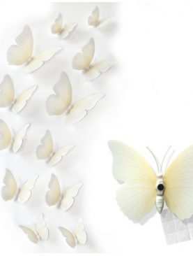 Motylki 3D z PCV na magnesie lub taśmie dwustronnej BIAŁE