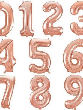 Balony foliowe metrowe - różowe złoto - cyfry od 0 do 9