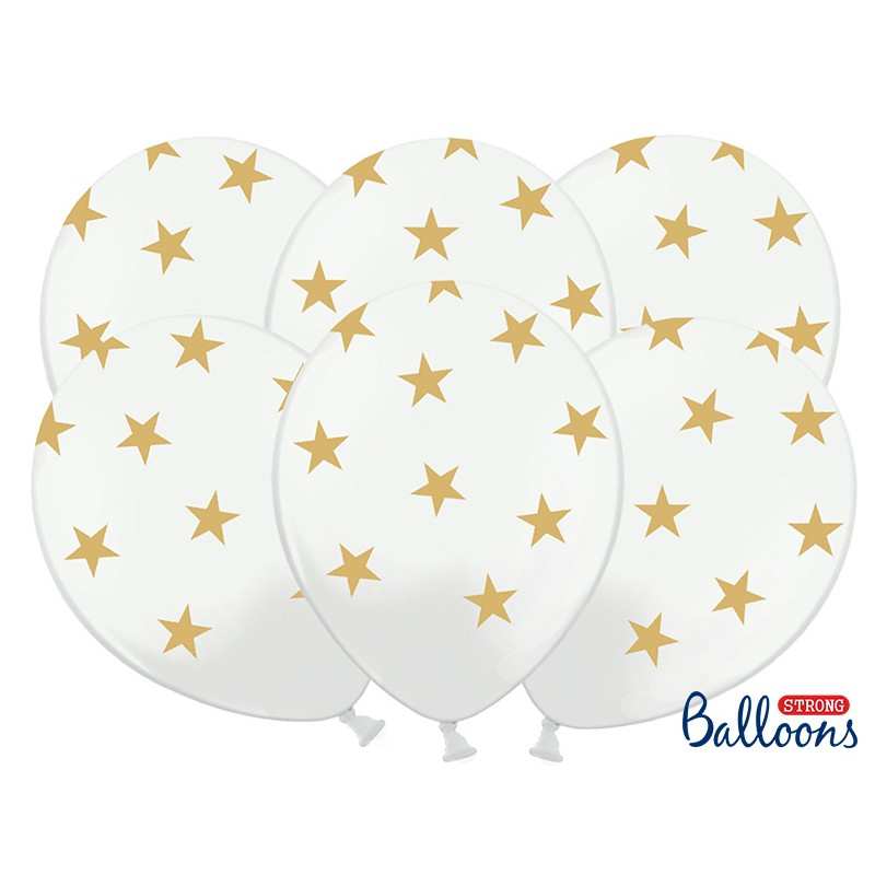 Balony pastelowe czarne w złote gwiazdki