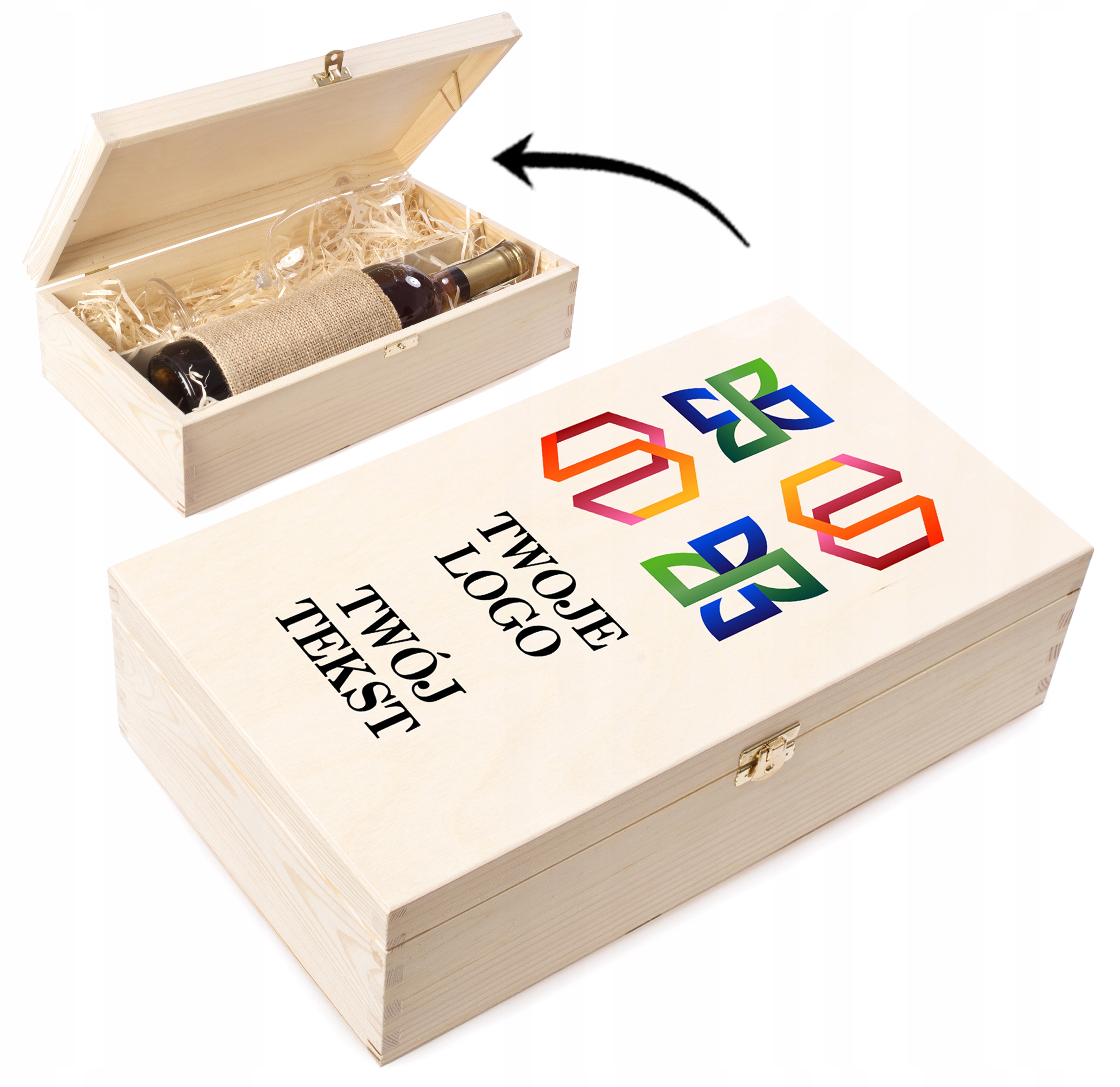 SKRZYNKA na alkohol kieliszki PREZENT GADŻET firmowy Z NADRUKIEM TWOJE LOGO