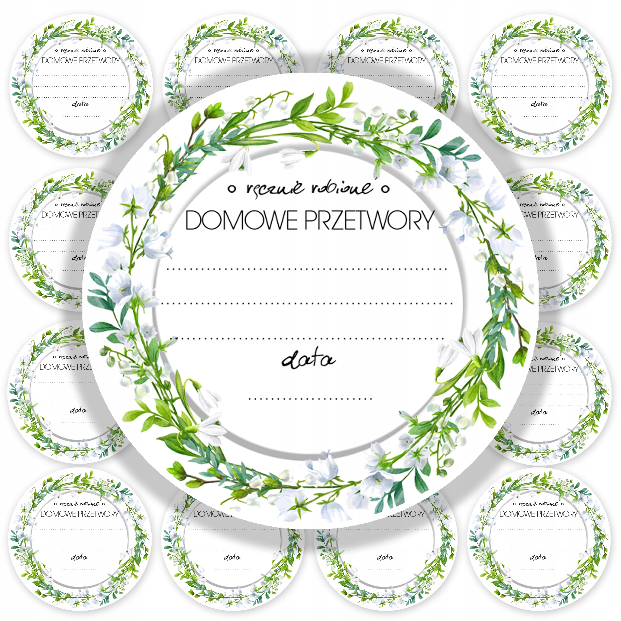 ETYKIETY NA SŁOIKI NAKLEJKI PRZETWORY DŻEM 50szt