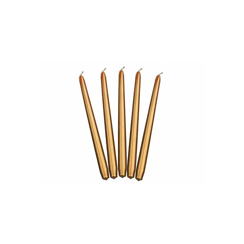 Świece stożkowe ZŁOTE stołowe szpice 29 cm