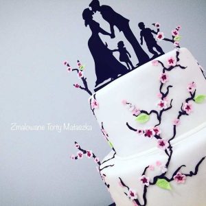 TOPPER na tort PLEXI czarna 3mm PARA MŁODA z dziećmi