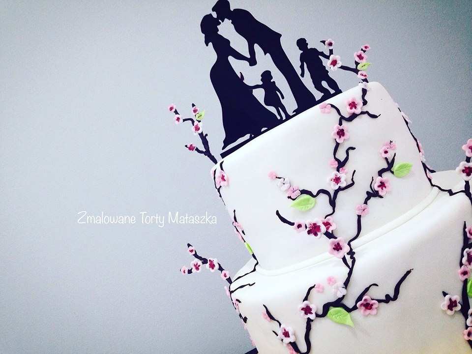 TOPPER na tort PLEXI czarna 3mm PARA MŁODA z dziećmi