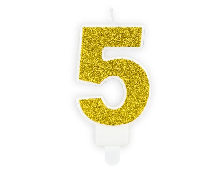 Świeczka urodzinowa świeczki cyferki numerki 5 złota ZŁOTO