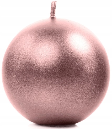 Świeca metalizowana Kula różowe złoto 8 cm