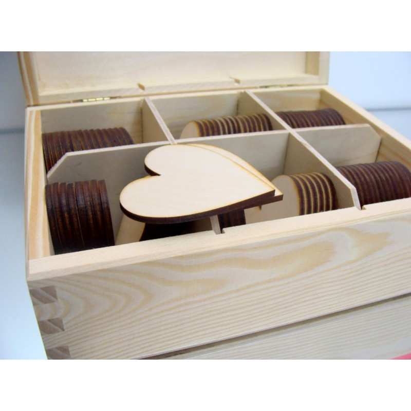 Serca drewniane DECOUPAGE 6 cm bez dziurki do skrzyneczek