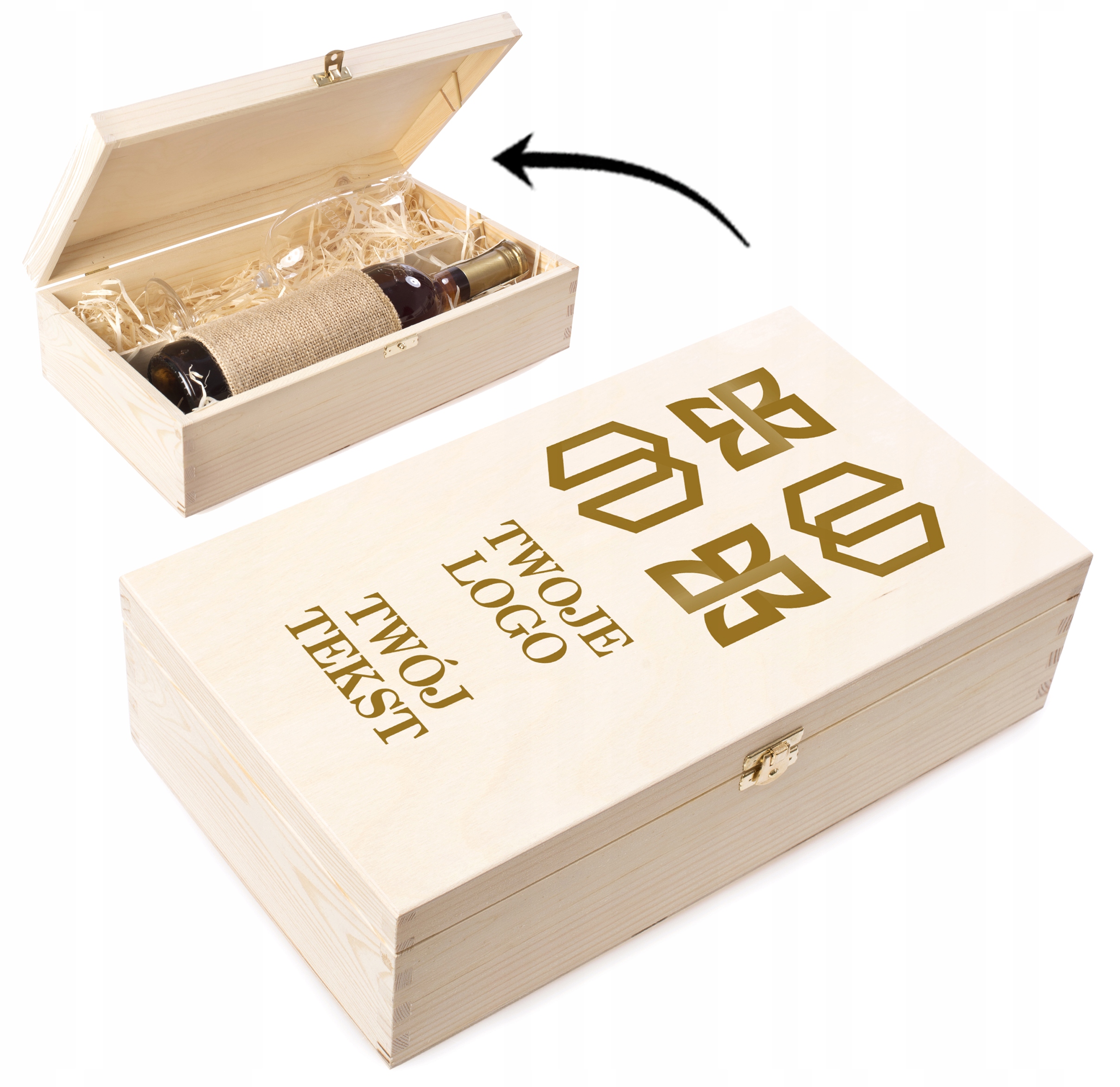 SKRZYNKA na alkohol kieliszki PREZENT GADŻET firmowy Z GRAWEREM TWOJE LOGO