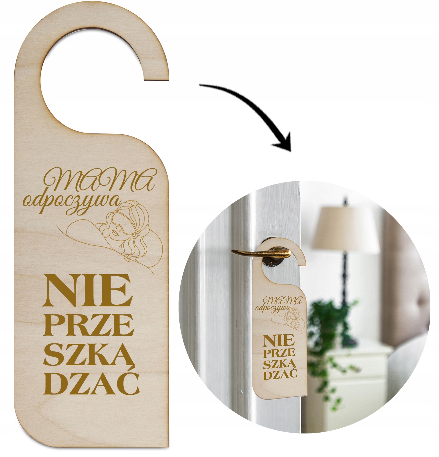 PREZENT UPOMINEK na DZIEŃ MAMY drewniana ZAWIESZKA NA DRZWI mama odpoczywa