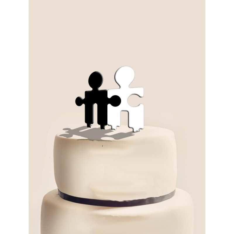 Topper na tort puzzle białe i czarne