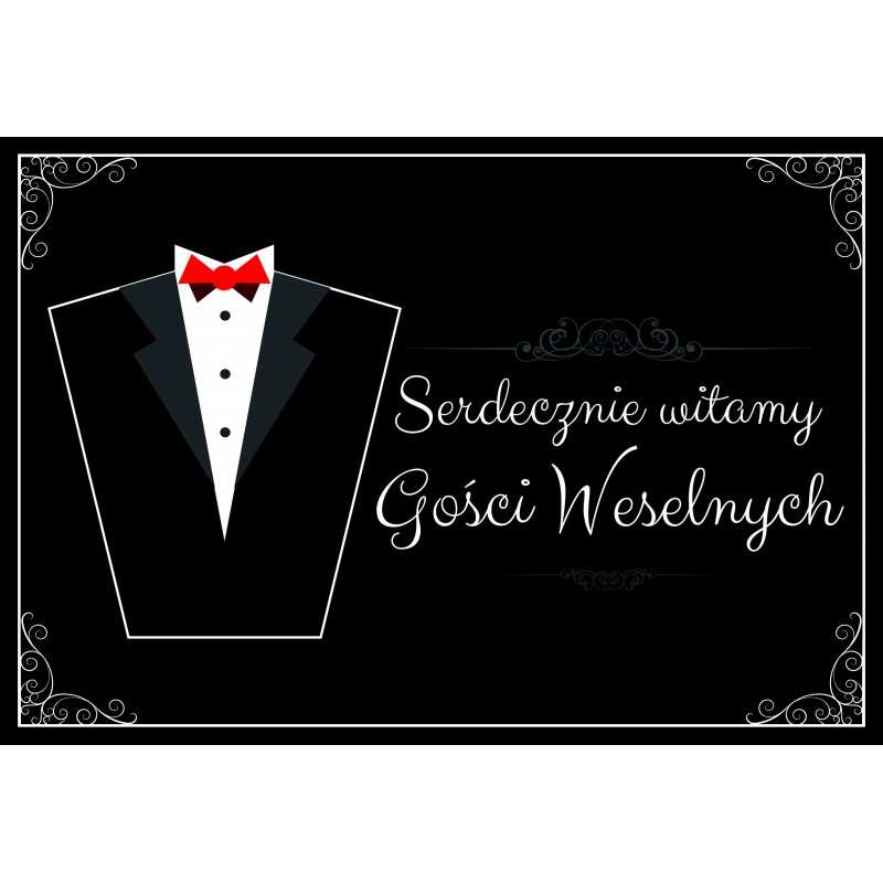 Plakat Witamy Gości Weselnych wzór czarny