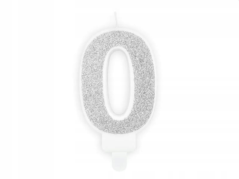 Świeczka urodzinowa świeczki cyferki numerki 0 SREBRNA srebro