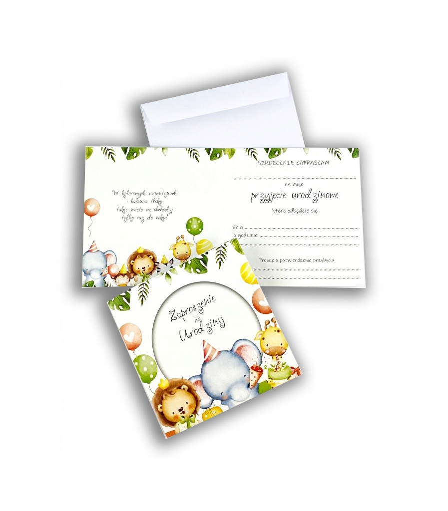 Zaproszenia na URODZINY dla dzieci Urodzinki zaproszenie roczek SAFARI