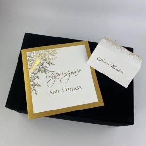 Złote zaproszenia ślubne - wzór 4 - złocone