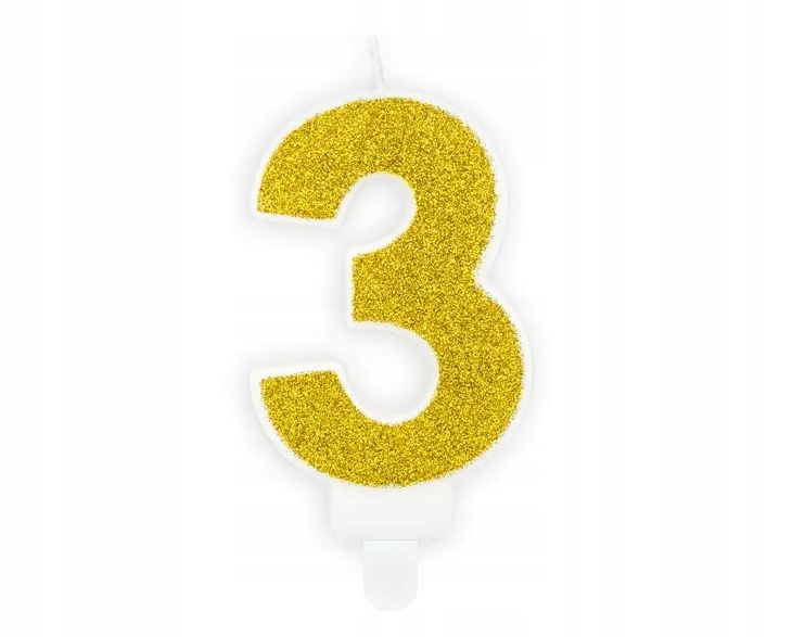 Świeczka urodzinowa świeczki cyferki numerki 3 złota ZŁOTO