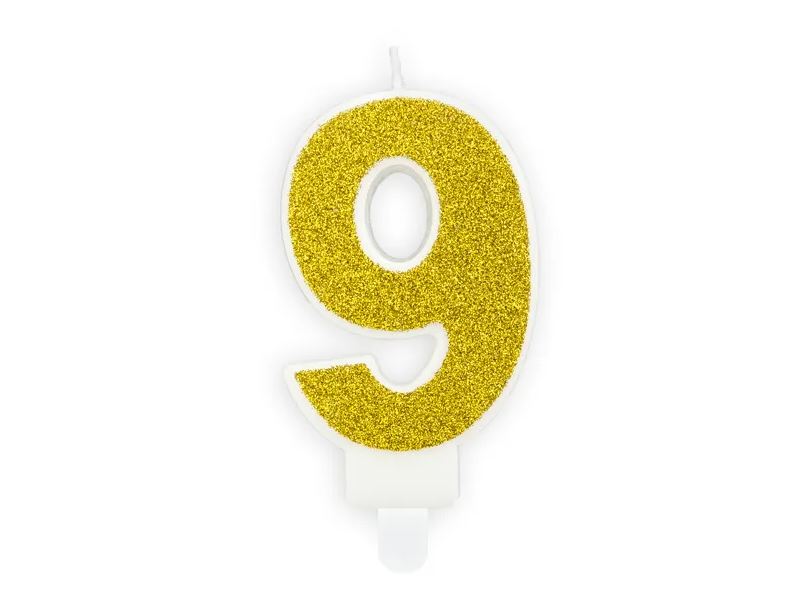 Świeczka urodzinowa świeczki cyferki numerki 9 złota ZŁOTO