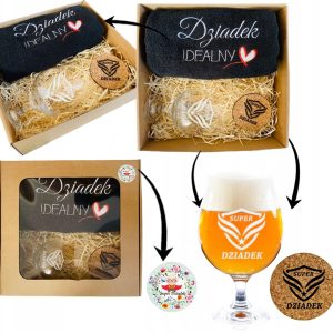 PREZENT UPOMINEK DZIEŃ DZIADKA ręcznik czarny kufel pokal podkładka ZESTAW