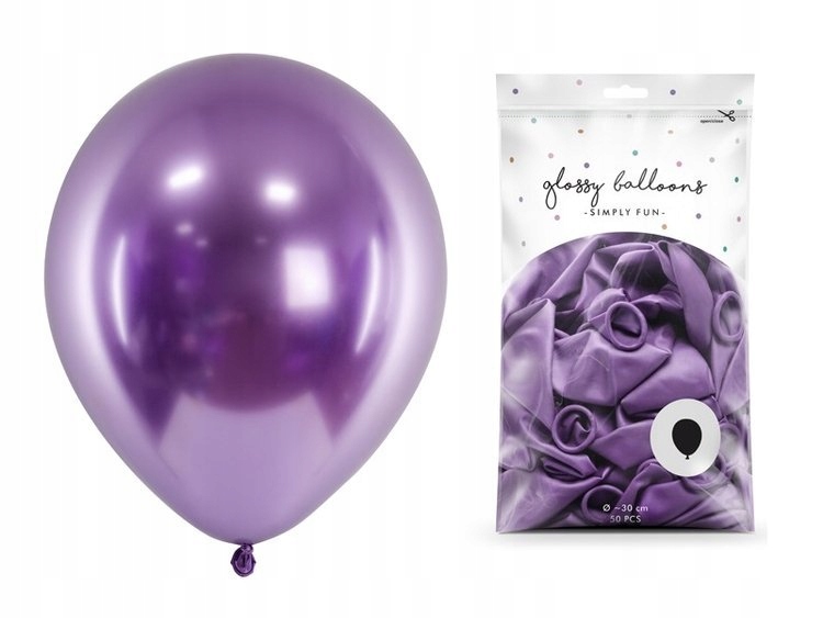Balony na Urodziny chromowane fioletowe glossy 50 szt