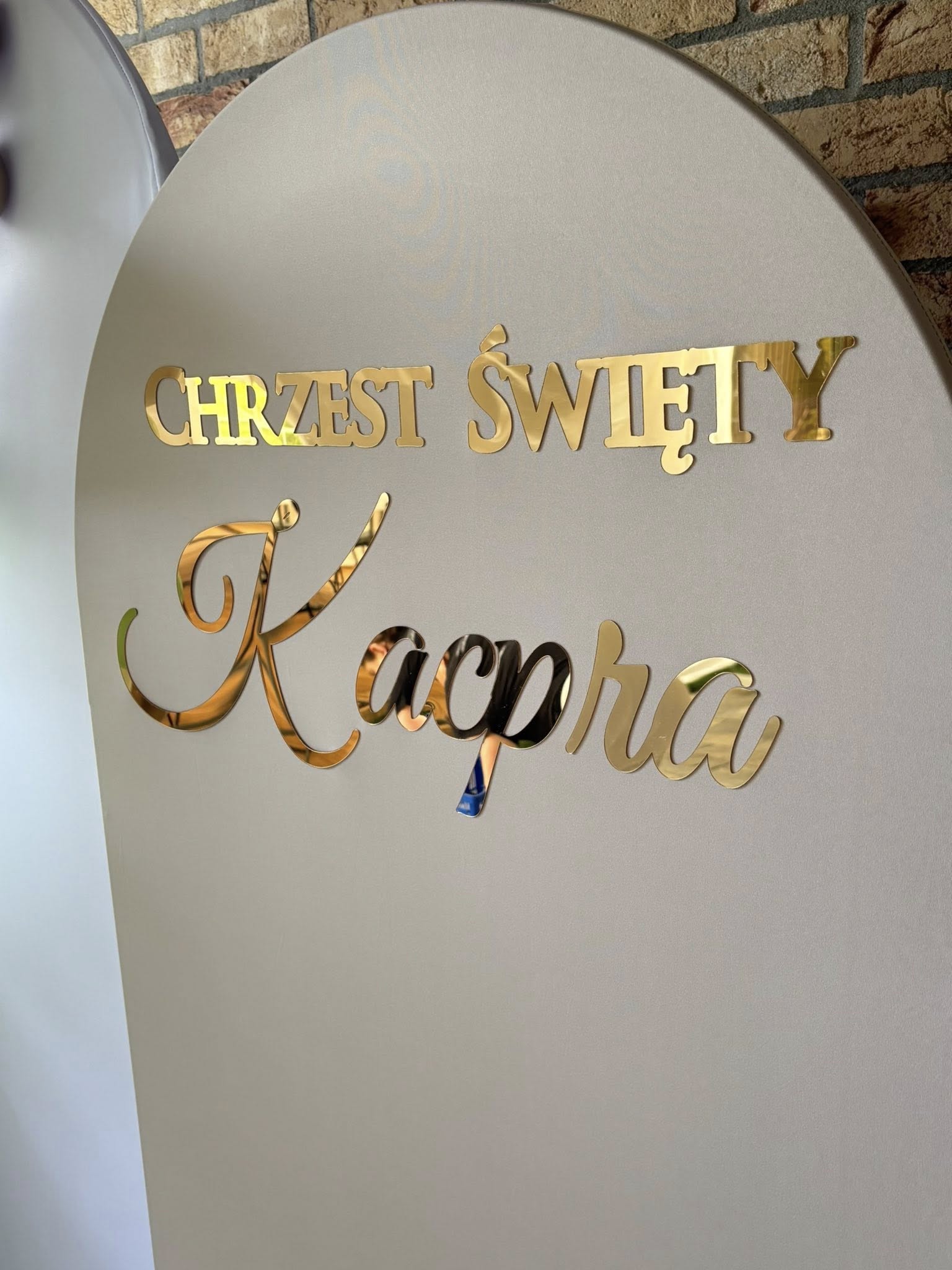 Napis lustrzany na ściankę tło CHRZEST Komunia Święta ŚLUB złoty lub srebrny