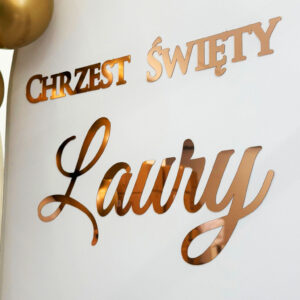 Napis lustrzany z plexy pleksy Różowe Złoto Gold Rose złota lustrzana plexi