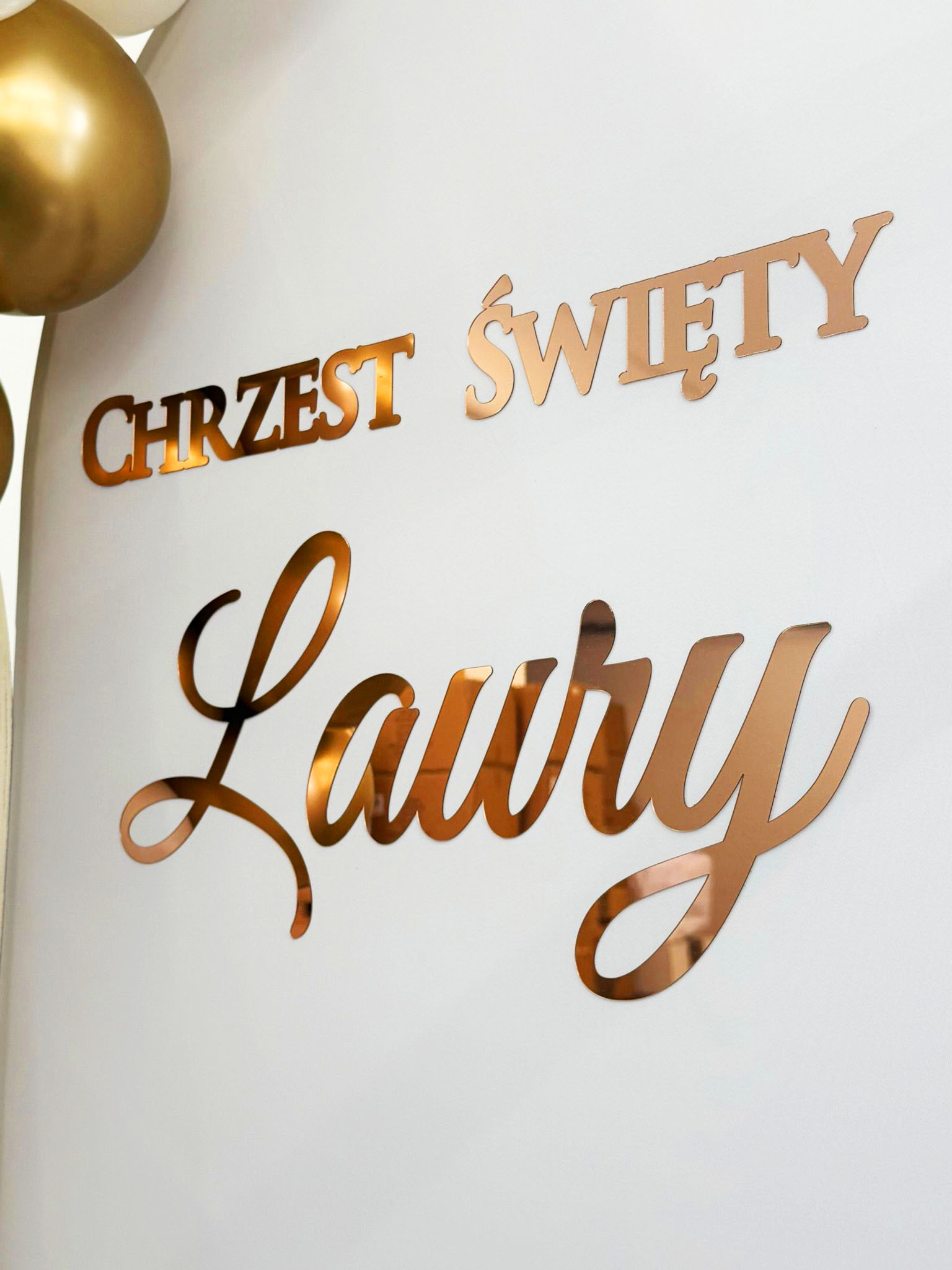 Napis lustrzany z plexy pleksy Różowe Złoto Gold Rose złota lustrzana plexi