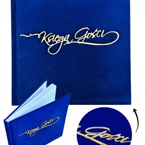 KSIĘGA GOŚCI weselnych WELUROWA granatowa album BIAŁE KARTKI PAMIĄTKA ŚLUBU
