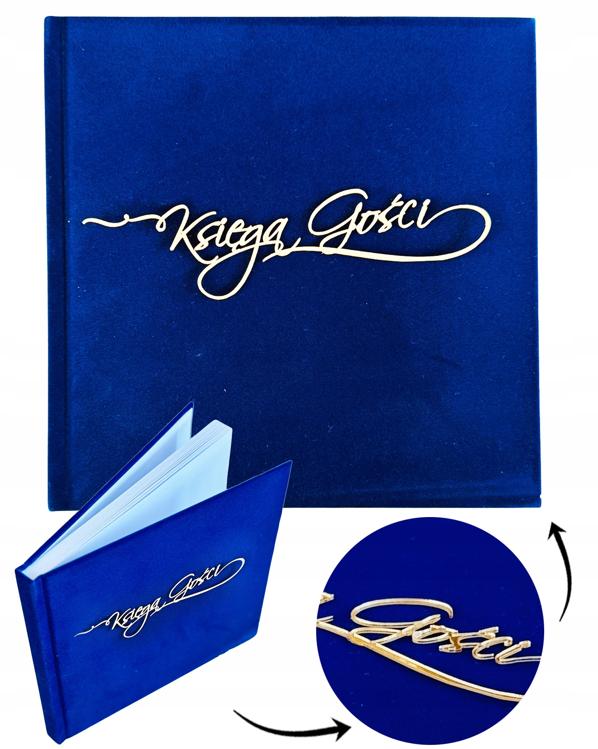 KSIĘGA GOŚCI weselnych WELUROWA granatowa album BIAŁE KARTKI PAMIĄTKA ŚLUBU