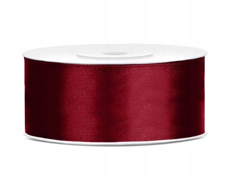 Tasiemka taśma satynowa atłasowa 25mm/25m BORDO wstążka bordowa