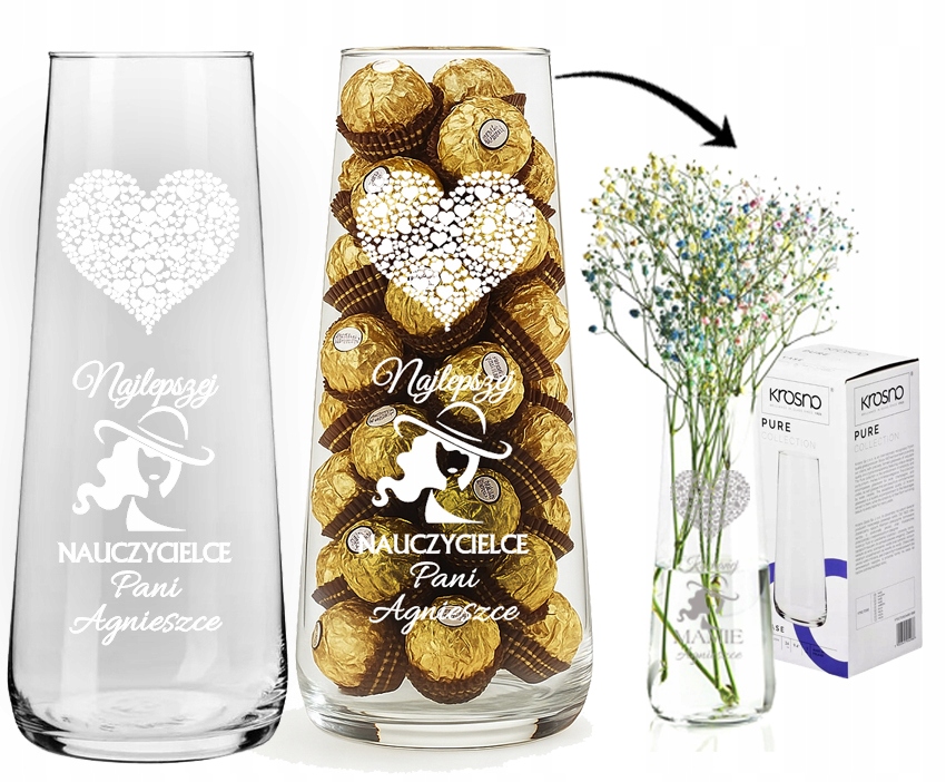 PREZENT upominek z okazji na DZIEŃ NAUCZYCIELA WAZON z grawerem WZORY