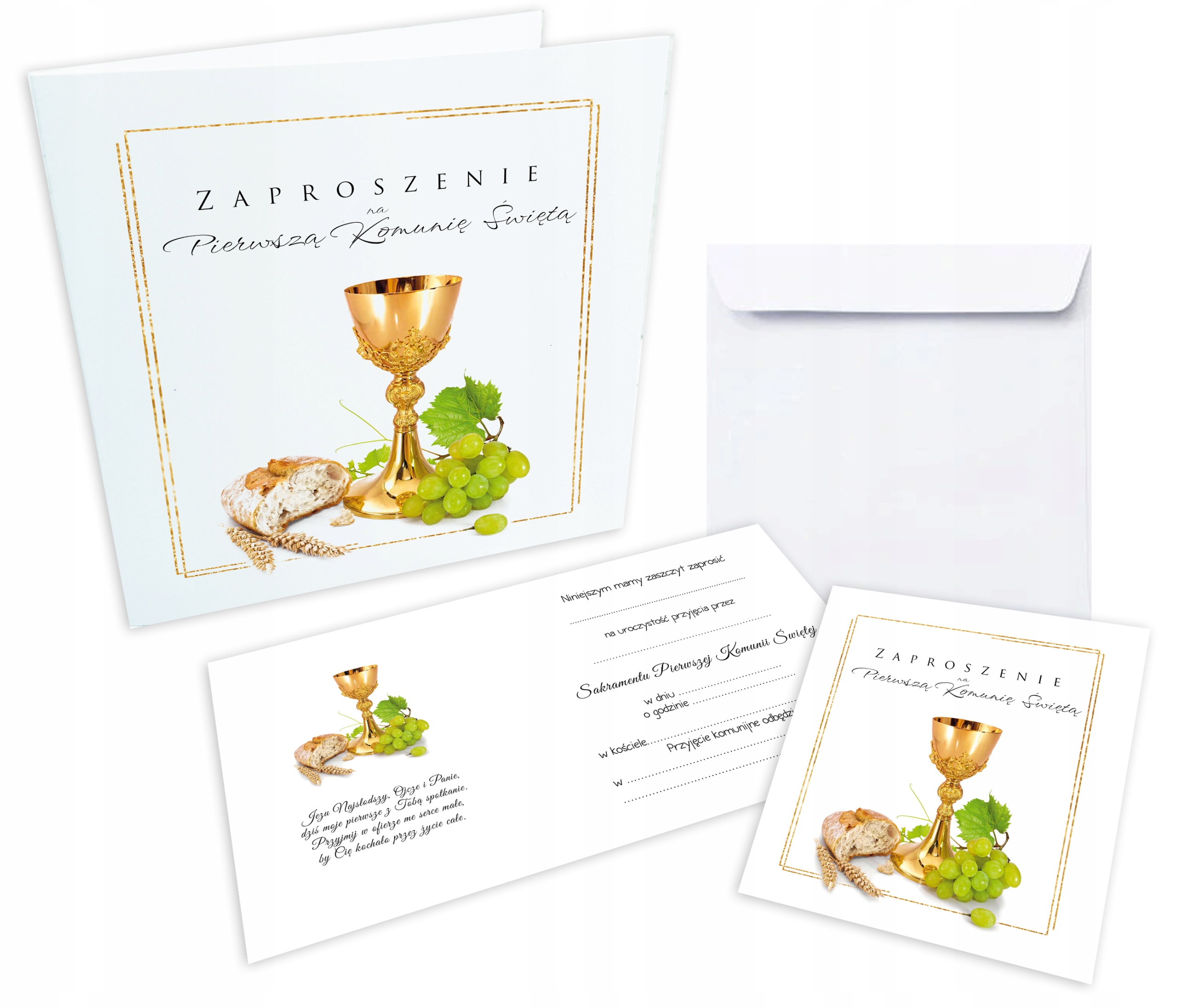 ZAPROSZENIE zaproszenia na Pierwszą Komunię Świętą KOMUNIJNE KIELICH 5 szt