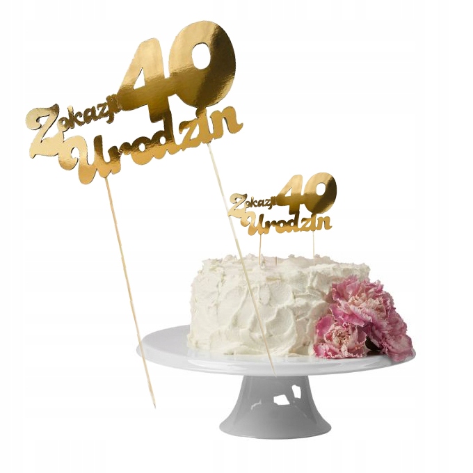 TOPPER na tort 40 urodziny ZŁOTY toper z okazji 40 urodzin dekoracja